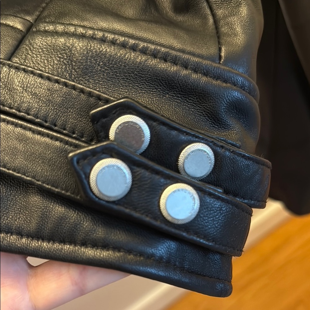 Marc New York Black Leather Moto Jacket Asymmetrical Zipper - Picture 4 of 6